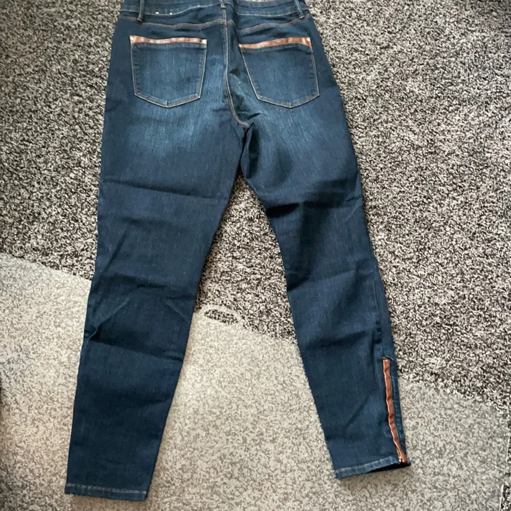White House Black Market Dark Blue Jeans with Copper Details - Picture 6 of 7